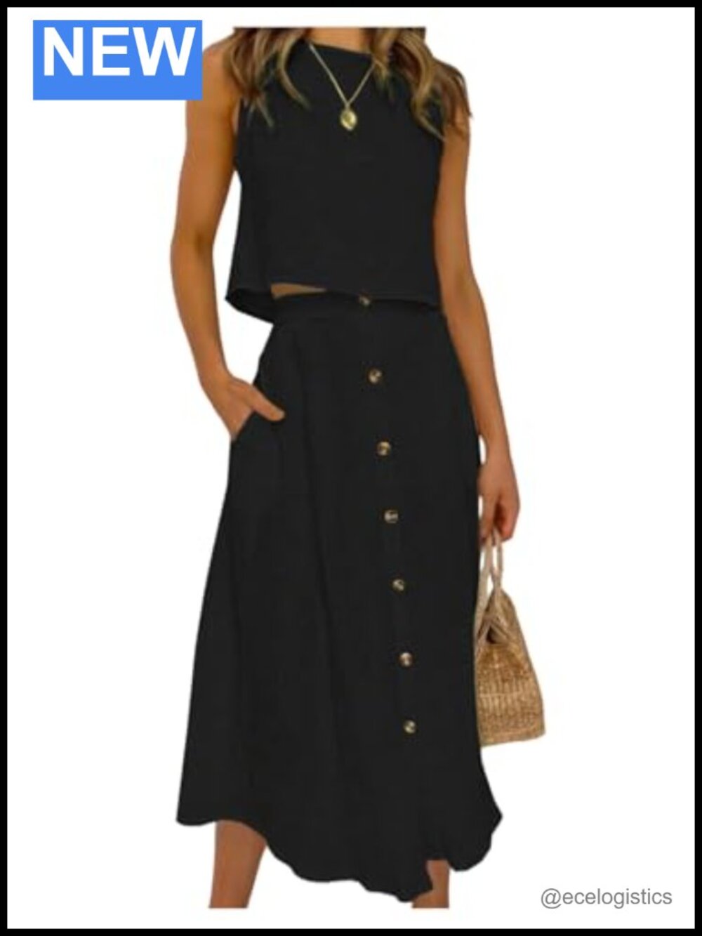 Women's 2 Piece Skirt Set Crop Top Midi Skirt Matching Set